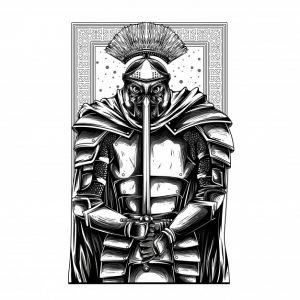 گلادیاتور جنگجو سیاه و سفید | Gladiator warrior black and white
